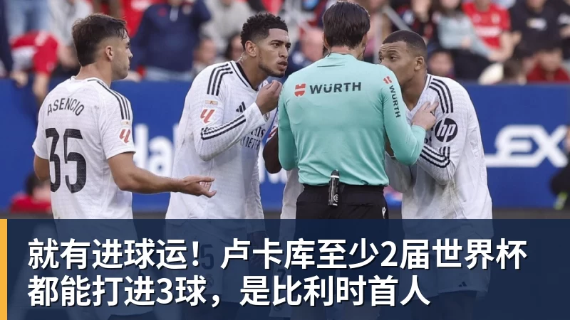 就有进球运！卢卡库至少2届世界杯都能打进3球，是比利时首人