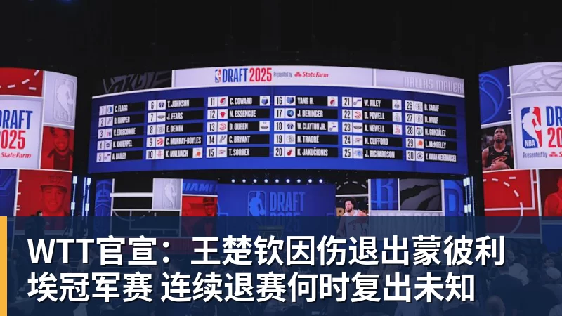 WTT官宣：王楚钦因伤退出蒙彼利埃冠军赛 连续退赛何时复出未知