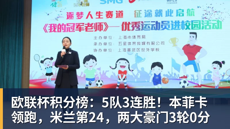 欧联杯积分榜：5队3连胜！本菲卡领跑，米兰第24，两大豪门3轮0分